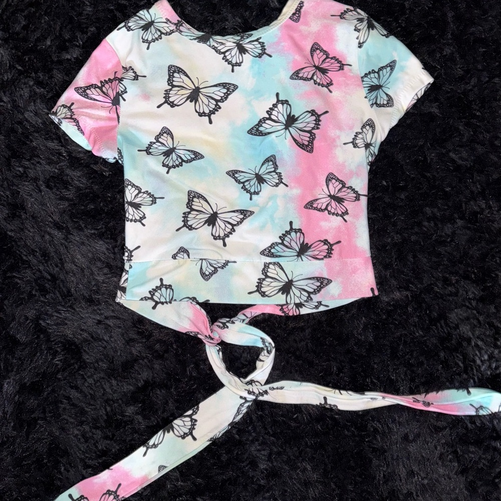 Streetwear Society Pastel Butterfly Print Top